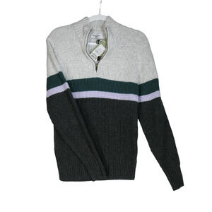 Goodfellow 1/4 Zip Sweater Men Small Gray Green Lavender Ski Pullover NWT